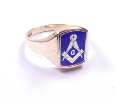 Gold ring 9 carat yellow Masonic swivel vintage ring size Z heavy 7.8 grams