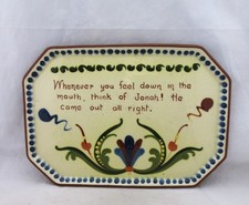 VINTAGE WATCOMBE POTTERY, TORQUAY, DRESSING TABLE TRAY, SCANDY, MOTTO