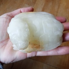 Large Chinese Ming / Qing Dynasty Carved Jade Dragon-headed Tortoise 