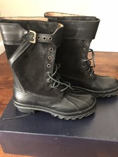 NIB $895 POLO RALPH LAUREN REDFORD BLACK BOOTS SZ 36.5 MADE IN ITALY