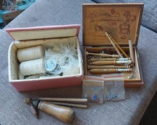 Vintage Collectable Bobbins And Lace Making Equipment. Fibre Art Tools Etc