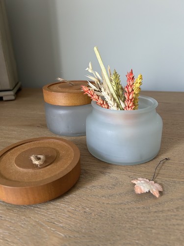 Frosted glass jars with - frosted,
