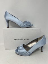 Jacques vert Uk 5 court heels shoes satin blue Rrp £99 wedding occasion races 