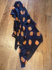 LARGE LONG POPPY SILK SCARF/SHAWL.. RED POPPIES ON BLACK