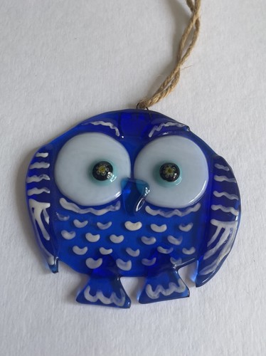 Fused glass owl suncatcher - fused,