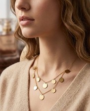 Gold Disc Layered Necklace3