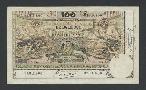 Belgium 100 francs note 1920 - 100,
