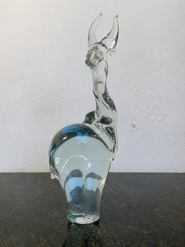 Clear art glass deer - stag, hand