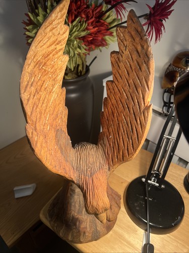 Fish eagle wooden sculpture - eagle,