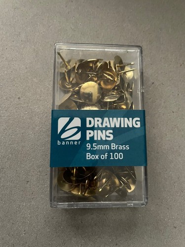 100 brass drawing pins - brass,