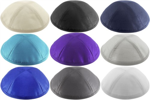 Plain raw silk kippah - raw,
