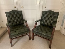 Pair Vintage Green Leather