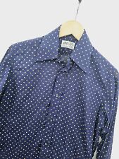 Vintage 70s Jaeger Mens Sheer Polka Dot Shirt (Size 14.5) Made In Great Britain 