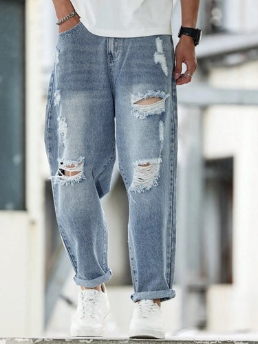 Men ripped jeans - ripped, loose