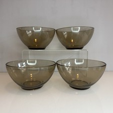 4 x Arcoroc Smoked Glass Dessert Fruit Bowls Dishes 1970s Vintage Made In France