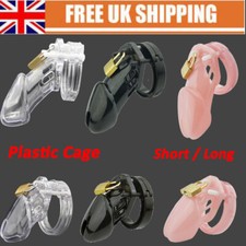 CB Bird Cage Male Lockable Chastity Device Plastic Bondage with 5 Rings SM Adult