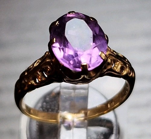 Vintage 9ct gold amethyst ring - 9ct,