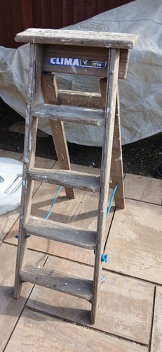 Vintage wooden step ladder - vintage,