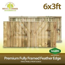 6x3 Heavy Duty Fully Framed Pressure Treated Tanalised Feather Edge Fence Panel