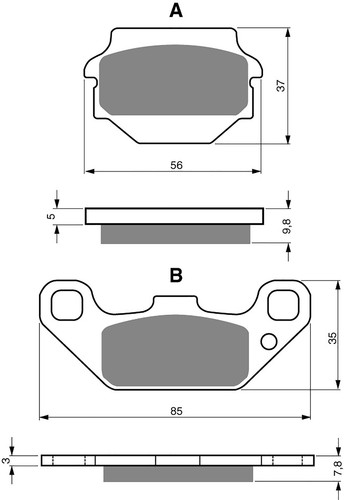 Brake disc pads - pads, r/h