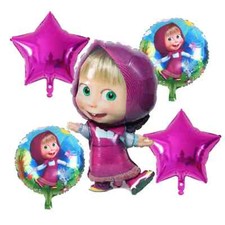 Masha and The Bear Birthday Party Supplies Decor Balloons Banner Cake Topper Set