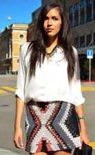 Zara Women XS Fabulous Aztec Embroidery Beaded Sequin Mini Skirt Blogger Fave
