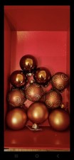 10 x Glass Brown/Gold Christmas Baubles
