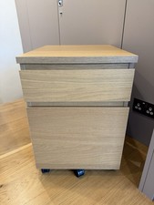 Ikea Drawer Unit On Castor Wheels - White Stained Oak Veneer Look (Office/Home)
