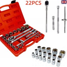 Ratcheting Torque Wrench 1/2" Socket Set Square Drive Car Wheel Wrench Reducer