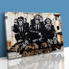 3 Wise Monkeys Banksy Canvas