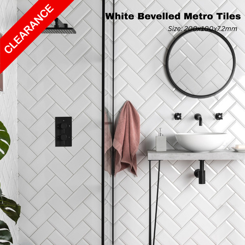 White bevelled metro wall - white,