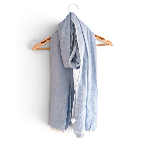 Ladies 100 wool scarf blue - wool,