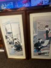 Frame Print Joyohiro Japanese Painting The Four Accomplishments Pair Decoration