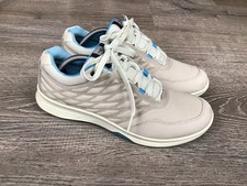 Ecco Sport Yak Leather Shoes Sneakers Walking Lace Up Gray Blue Womens 37 6 6.5