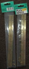 PAIR OF NEW VINTAGE BRASS PIANO HINGES WITH B&Q BRANDING, 300mm LONG + SCREWS