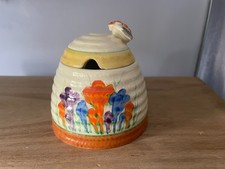 Clarice Cliff Bizarre Crocus Beehive Honey Pot with Lid