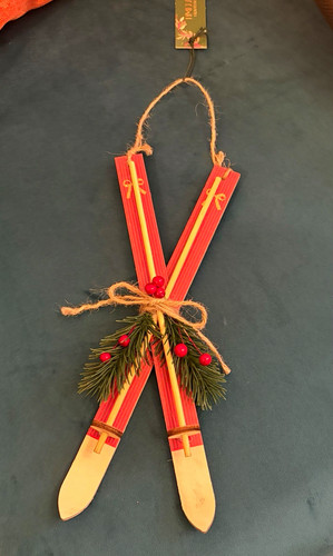 Christmas wooden ski hanging - christmas,