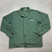 VINTAGE French Jacket Adult Medium Green Repaired Workwear Chore Canvas Mens