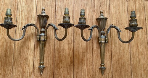 Pair antique arm fluted - of,