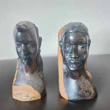 Pair hand carved african - pair, of