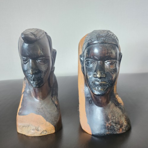 Pair hand carved african - of, hand-carved