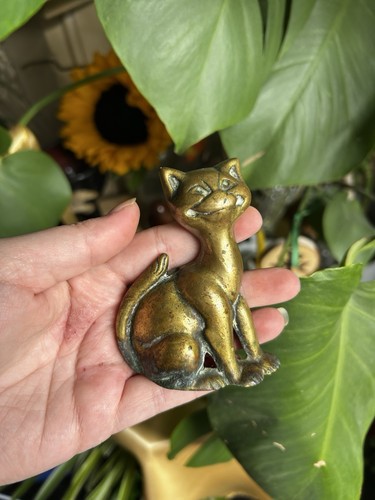 Vintage brass cat ornament - vintage,