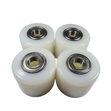 Pallet Truck D82x70mm White Nylon Tandem Wheels Load Rollers AC227 - Set of 4