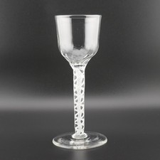 c1760, ANTIQUE 18thC GEORGIAN DSOT OPAQUE TWIST WRYTHEN BOWL CORDIAL WINE GLASS