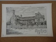Antique architects print plan of A country house Building News 1879