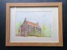 Vintage Watercolour Painting, "Timber Framed House," Tunbridge Wells, Kent