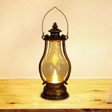 Old Fashioned Retro Flameless Lantern Hanging for Hiking Garden Desk Table