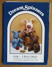 Dream Spinners Sew Pattern: I Wish I Might: 14" Soft Toy Bear & Rabbit: Uncut