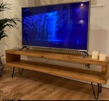 Rustic Reclaimed Scaffold Board TV Stand Unit with Hairpin Legs Handmade