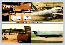 BIRMINGHAM INTERNATIONAL AIRPORT VINTAGE POSTCARD BA BAC1-11 BD ATP BY 767